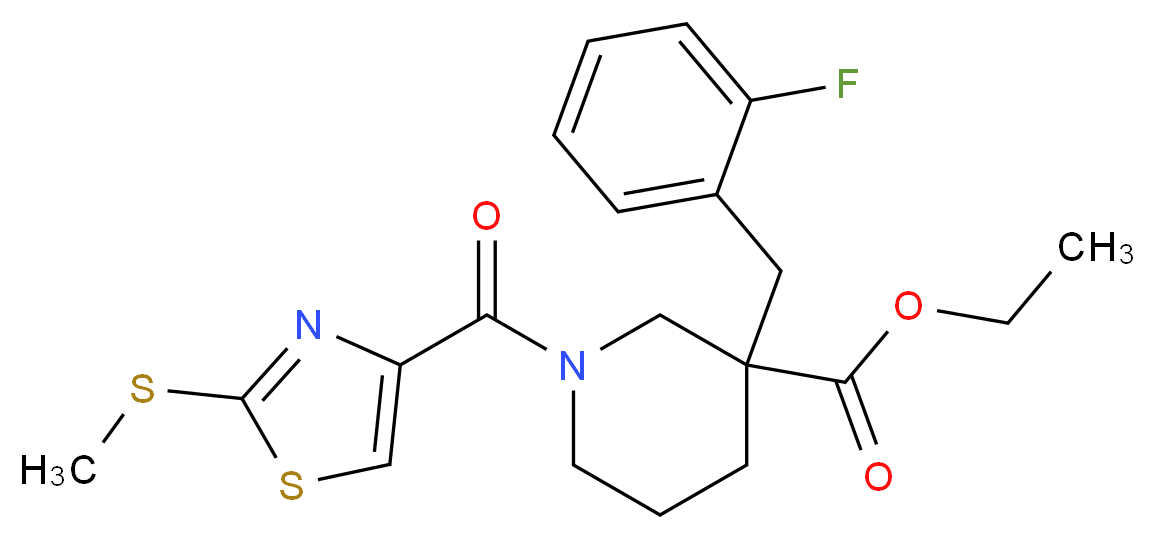 ethyl 3-(2-fluorobenzyl)-1-{[2-(methylthio)-1,3-thiazol-4-yl]carbonyl}-3-piperidinecarboxylate_Molecular_structure_CAS_)