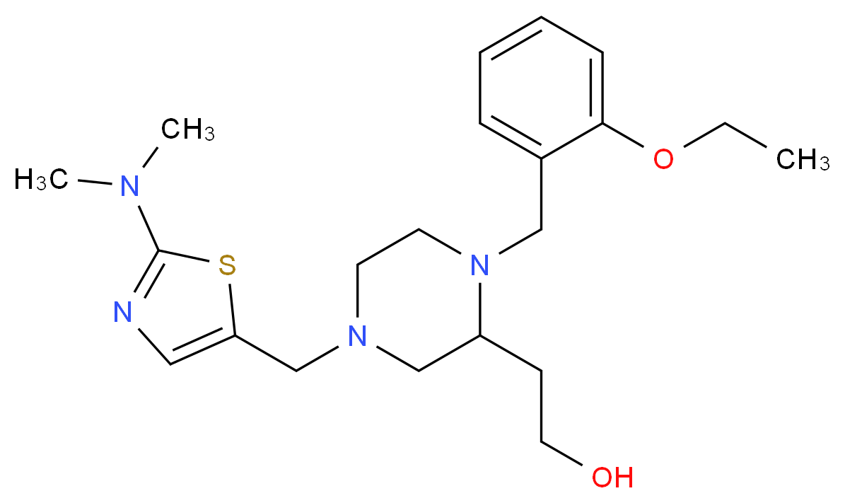 2-[4-{[2-(dimethylamino)-1,3-thiazol-5-yl]methyl}-1-(2-ethoxybenzyl)-2-piperazinyl]ethanol_Molecular_structure_CAS_)