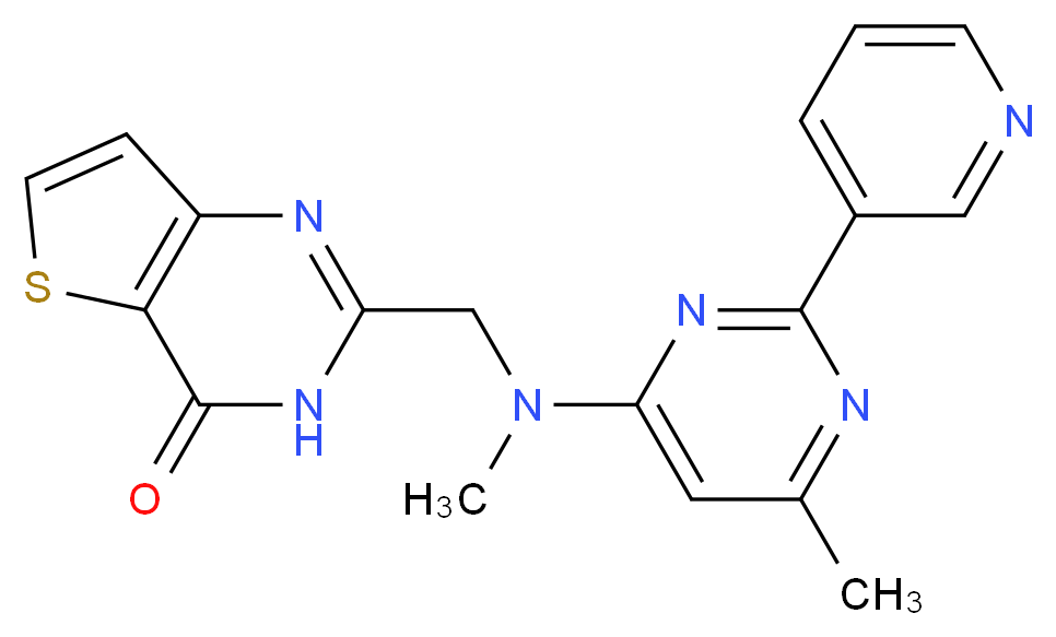 2-{[methyl(6-methyl-2-pyridin-3-ylpyrimidin-4-yl)amino]methyl}thieno[3,2-d]pyrimidin-4(3H)-one_Molecular_structure_CAS_)