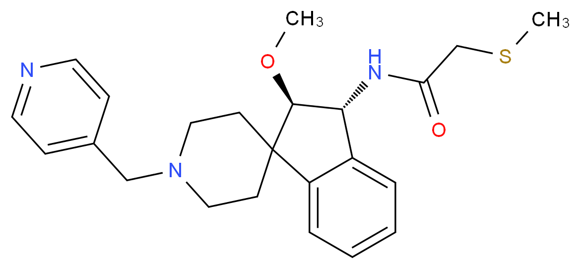 N-[(2R*,3R*)-2-methoxy-1'-(4-pyridinylmethyl)-2,3-dihydrospiro[indene-1,4'-piperidin]-3-yl]-2-(methylthio)acetamide_Molecular_structure_CAS_)