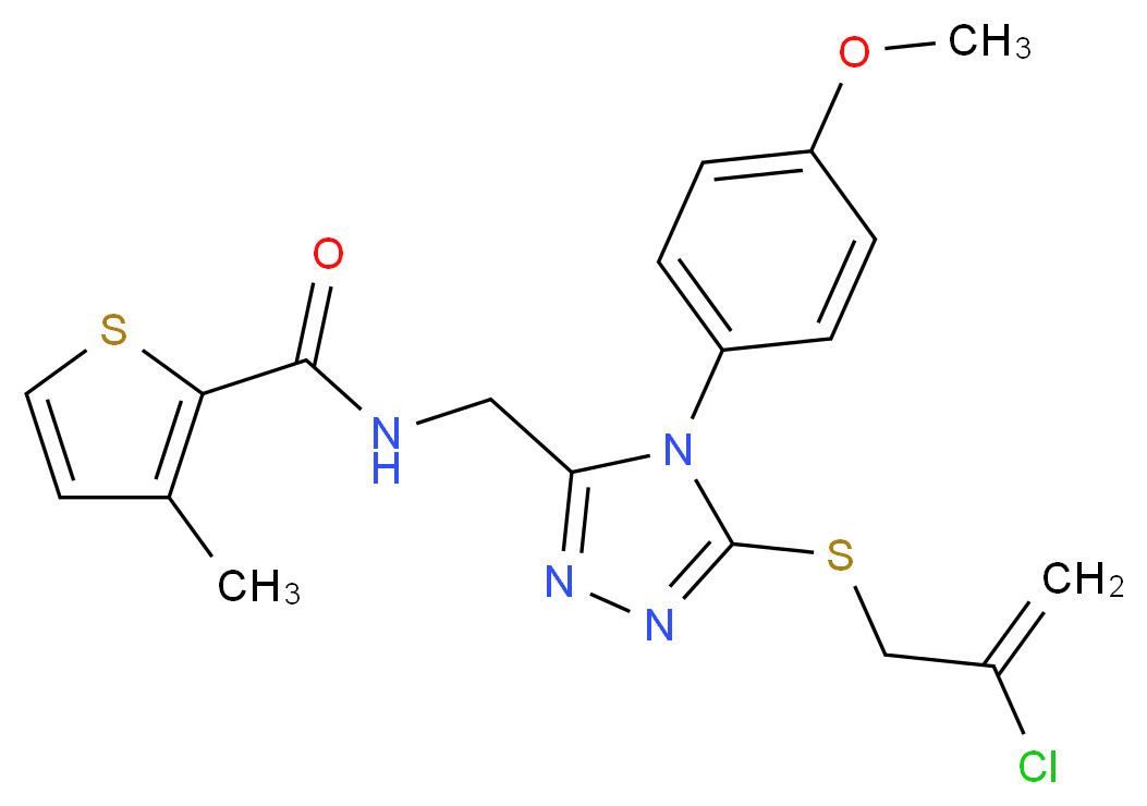N-{[5-[(2-chloro-2-propen-1-yl)thio]-4-(4-methoxyphenyl)-4H-1,2,4-triazol-3-yl]methyl}-3-methyl-2-thiophenecarboxamide_Molecular_structure_CAS_)