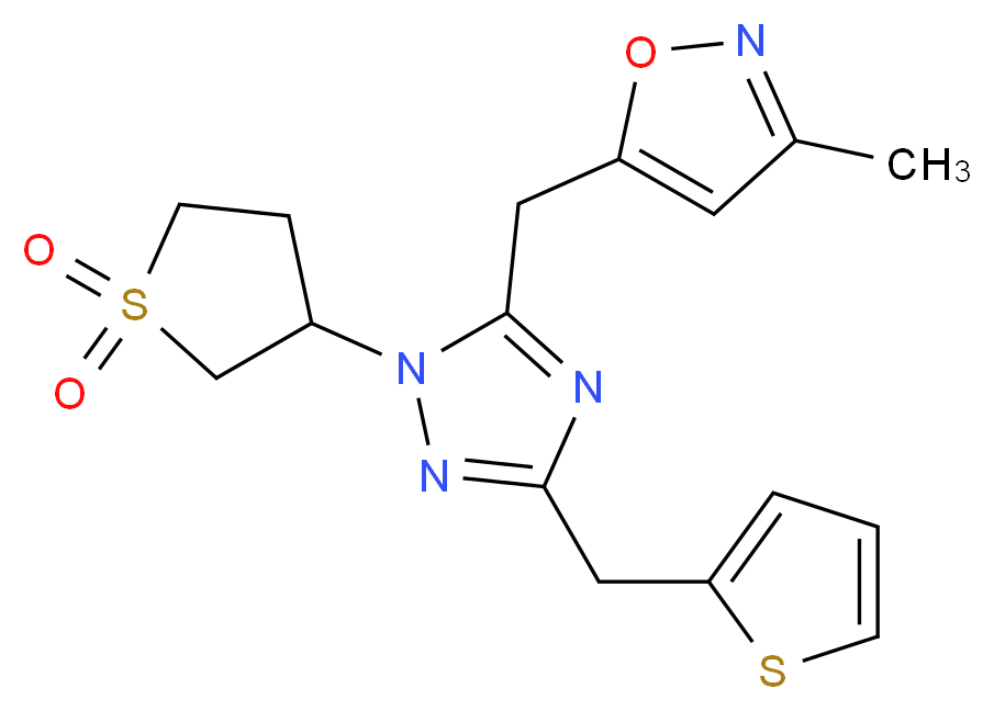 1-(1,1-dioxidotetrahydro-3-thienyl)-5-[(3-methylisoxazol-5-yl)methyl]-3-(2-thienylmethyl)-1H-1,2,4-triazole_Molecular_structure_CAS_)