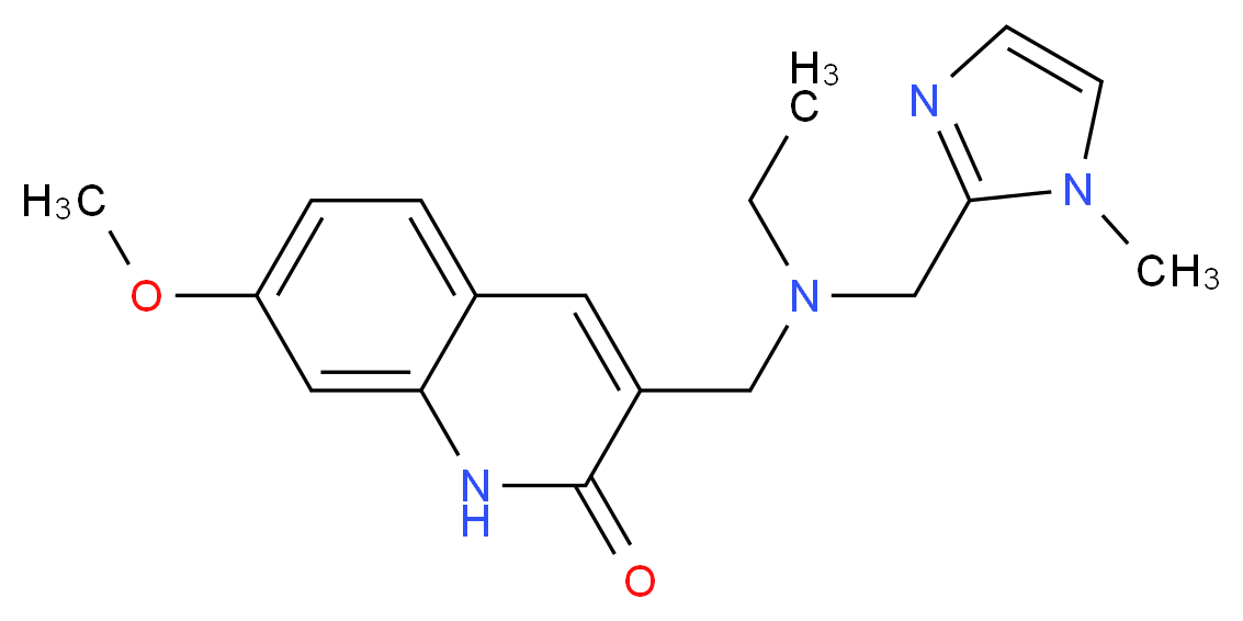 3-({ethyl[(1-methyl-1H-imidazol-2-yl)methyl]amino}methyl)-7-methoxyquinolin-2(1H)-one_Molecular_structure_CAS_)