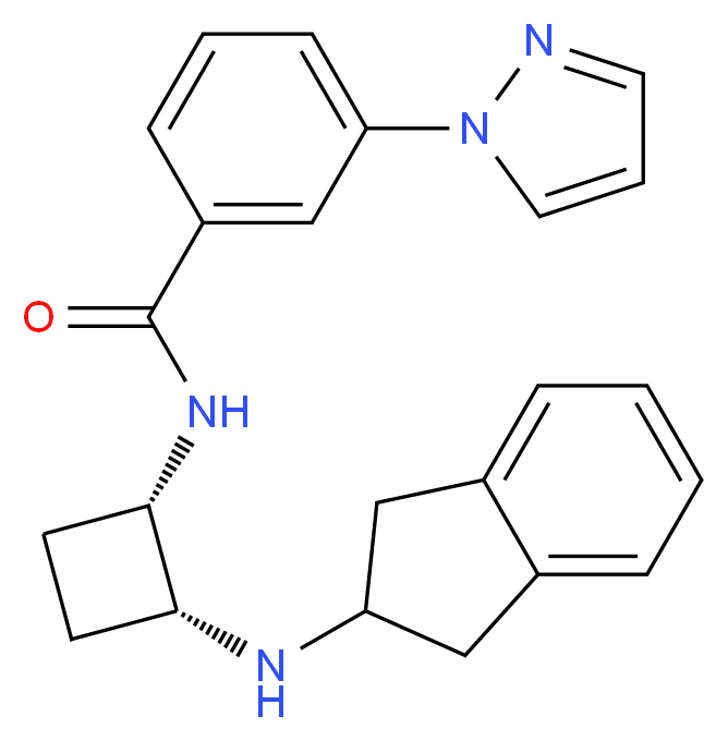 N-[(1S*,2R*)-2-(2,3-dihydro-1H-inden-2-ylamino)cyclobutyl]-3-(1H-pyrazol-1-yl)benzamide_Molecular_structure_CAS_)