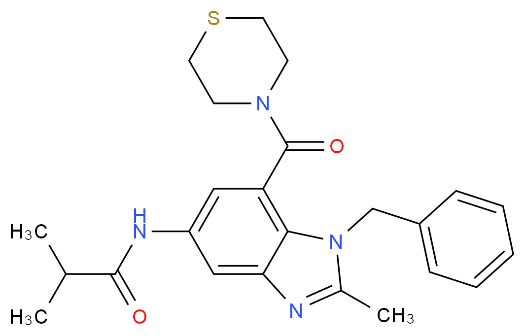 N-[1-benzyl-2-methyl-7-(4-thiomorpholinylcarbonyl)-1H-benzimidazol-5-yl]-2-methylpropanamide_Molecular_structure_CAS_)