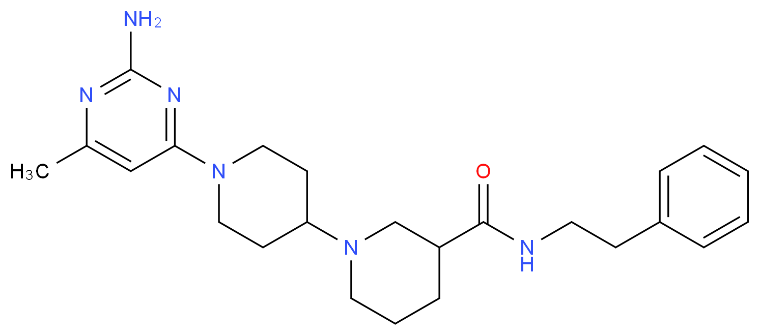 1'-(2-amino-6-methylpyrimidin-4-yl)-N-(2-phenylethyl)-1,4'-bipiperidine-3-carboxamide_Molecular_structure_CAS_)