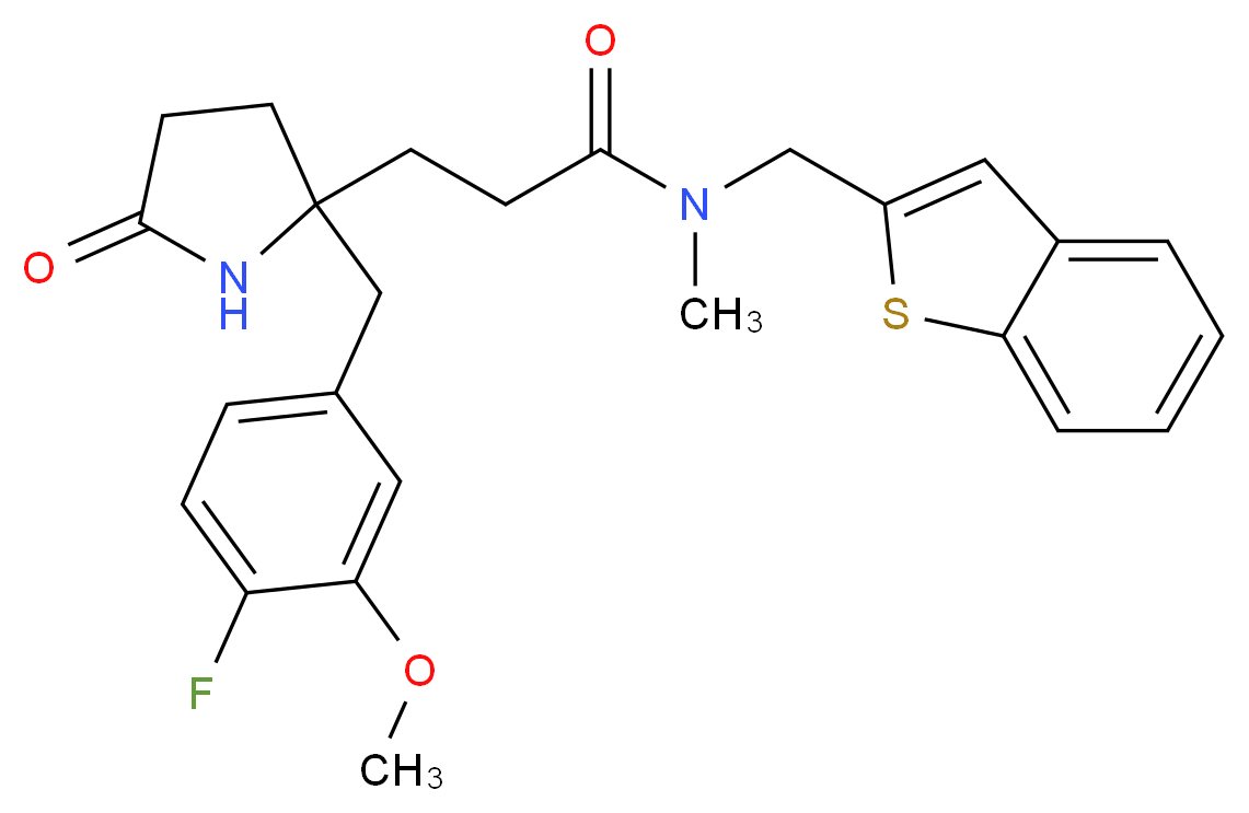 N-(1-benzothien-2-ylmethyl)-3-[2-(4-fluoro-3-methoxybenzyl)-5-oxo-2-pyrrolidinyl]-N-methylpropanamide_Molecular_structure_CAS_)