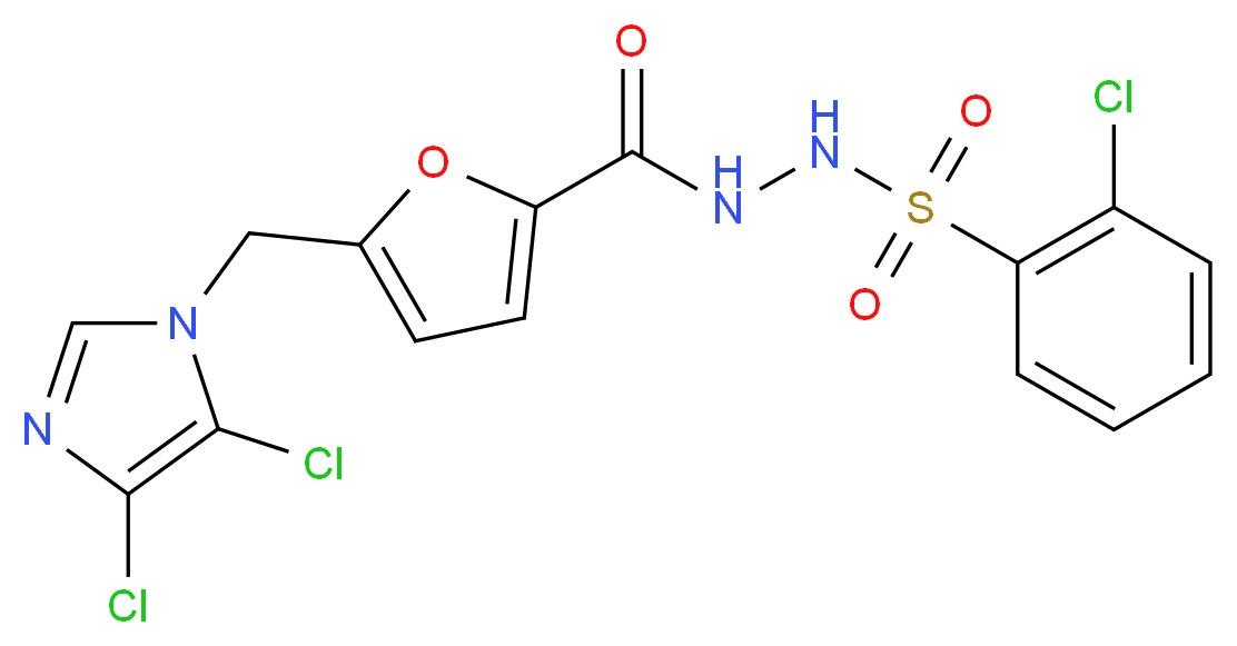 N'1-({5-[(4,5-dichloro-1H-imidazol-1-yl)methyl]-2-furyl}carbonyl)-2-chlorobenzene-1-sulphonohydrazide_Molecular_structure_CAS_)