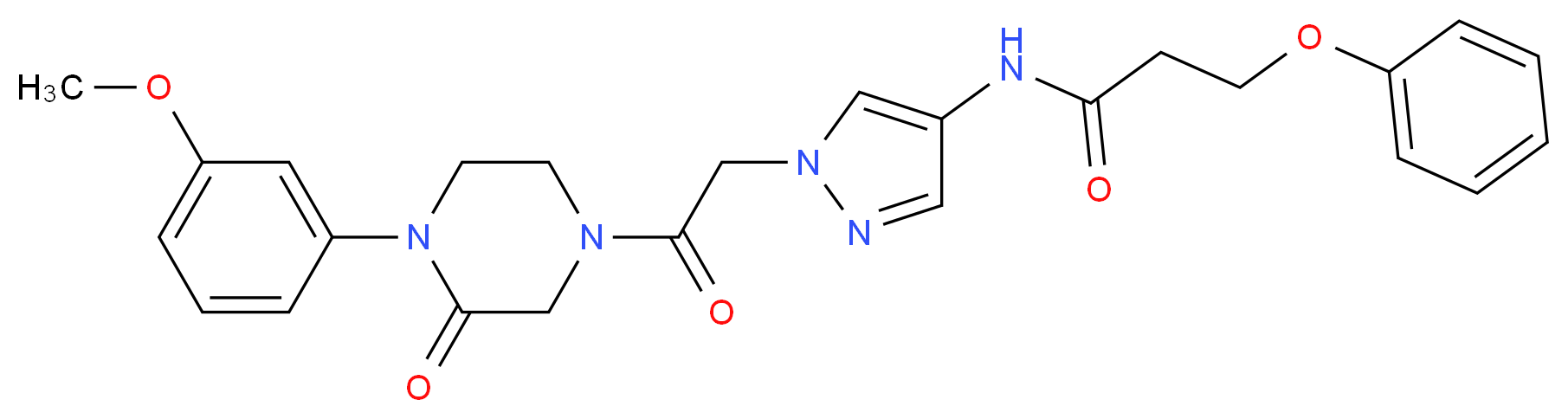 N-(1-{2-[4-(3-methoxyphenyl)-3-oxo-1-piperazinyl]-2-oxoethyl}-1H-pyrazol-4-yl)-3-phenoxypropanamide_Molecular_structure_CAS_)
