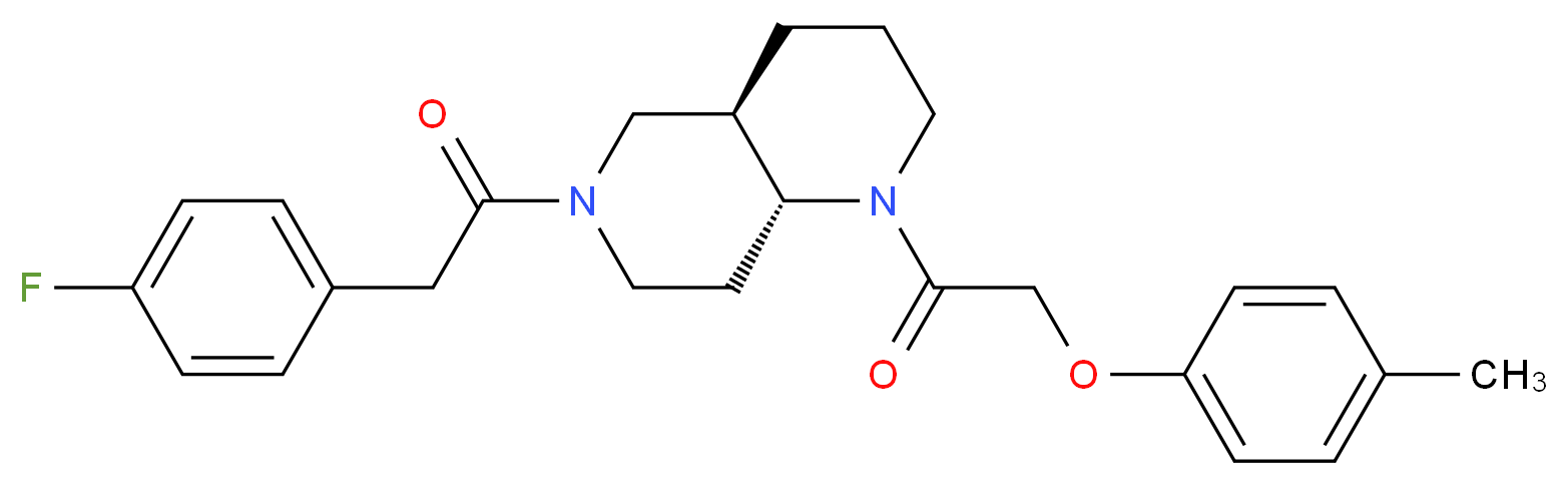 (4aR*,8aR*)-6-[(4-fluorophenyl)acetyl]-1-[(4-methylphenoxy)acetyl]decahydro-1,6-naphthyridine_Molecular_structure_CAS_)