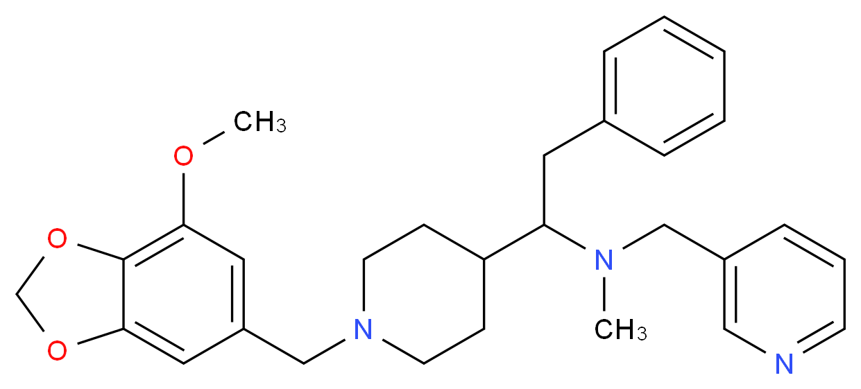 (1-{1-[(7-methoxy-1,3-benzodioxol-5-yl)methyl]-4-piperidinyl}-2-phenylethyl)methyl(3-pyridinylmethyl)amine_Molecular_structure_CAS_)