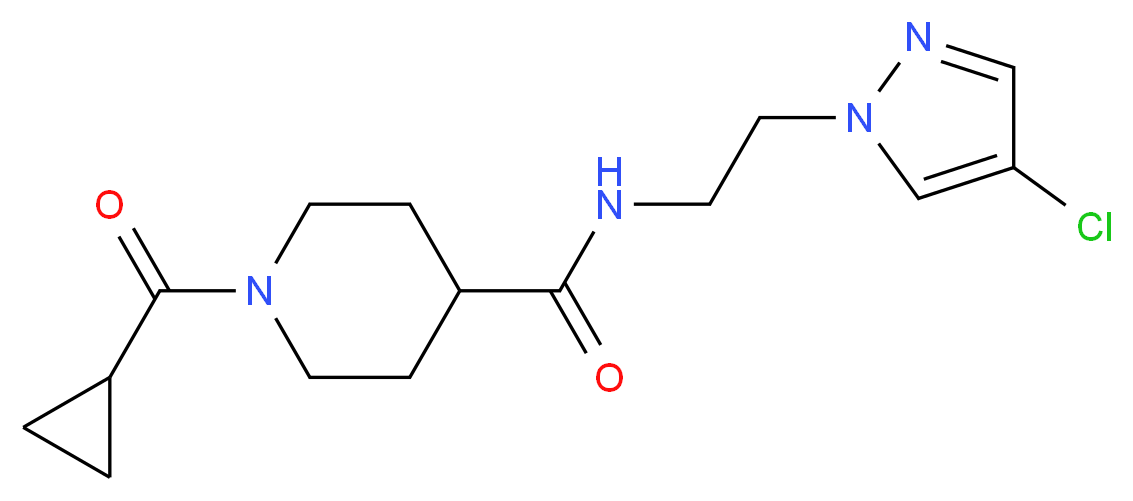 N-[2-(4-chloro-1H-pyrazol-1-yl)ethyl]-1-(cyclopropylcarbonyl)-4-piperidinecarboxamide_Molecular_structure_CAS_)