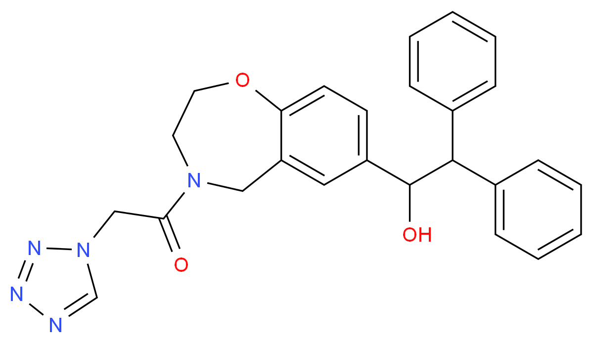 2,2-diphenyl-1-[4-(1H-tetrazol-1-ylacetyl)-2,3,4,5-tetrahydro-1,4-benzoxazepin-7-yl]ethanol_Molecular_structure_CAS_)