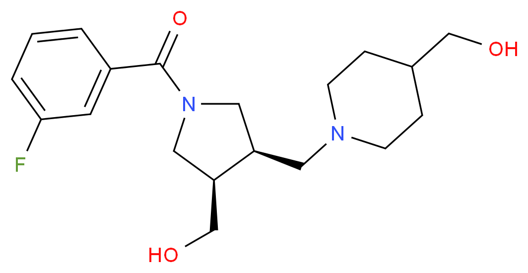 ((3R*,4R*)-1-(3-fluorobenzoyl)-4-{[4-(hydroxymethyl)piperidin-1-yl]methyl}pyrrolidin-3-yl)methanol_Molecular_structure_CAS_)