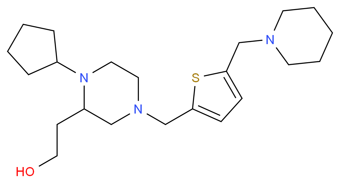 2-(1-cyclopentyl-4-{[5-(1-piperidinylmethyl)-2-thienyl]methyl}-2-piperazinyl)ethanol_Molecular_structure_CAS_)