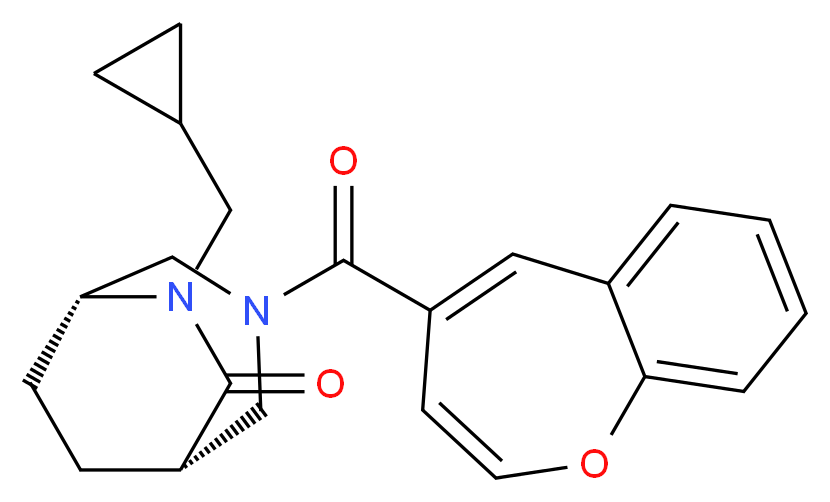 (1S*,5R*)-3-(1-benzoxepin-4-ylcarbonyl)-6-(cyclopropylmethyl)-3,6-diazabicyclo[3.2.2]nonan-7-one_Molecular_structure_CAS_)