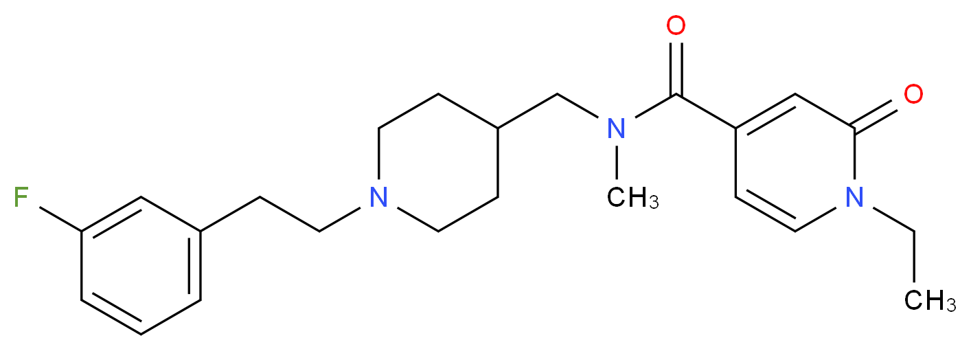 1-ethyl-N-({1-[2-(3-fluorophenyl)ethyl]piperidin-4-yl}methyl)-N-methyl-2-oxo-1,2-dihydropyridine-4-carboxamide_Molecular_structure_CAS_)