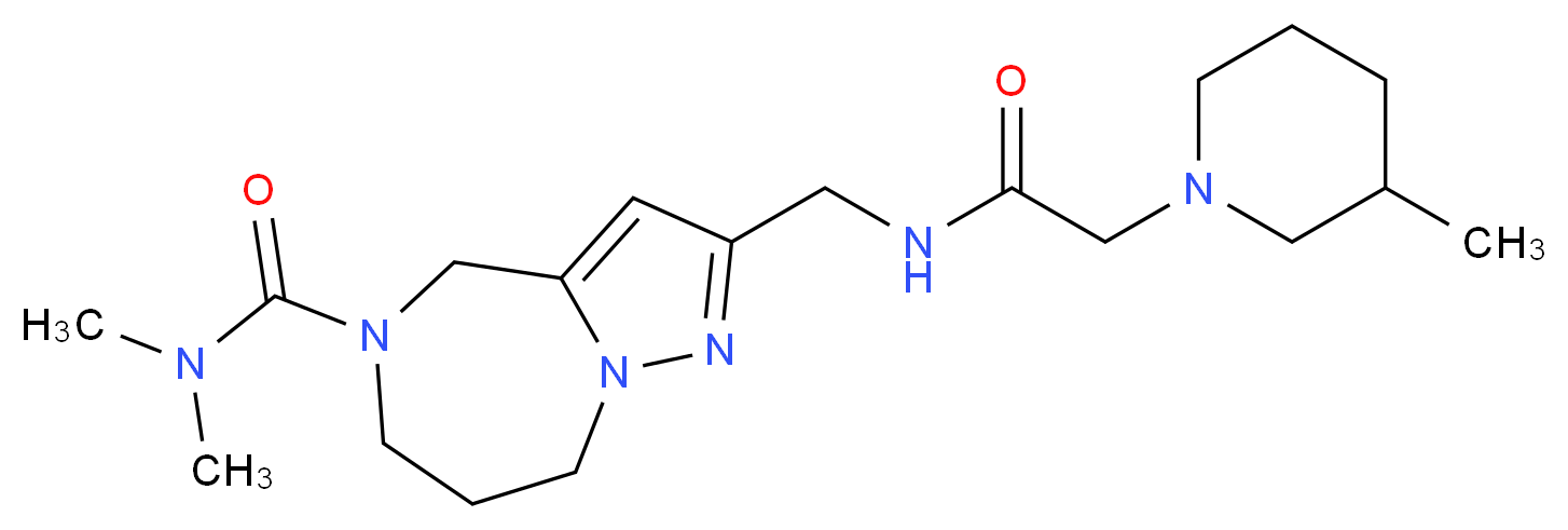 N,N-dimethyl-2-({[(3-methylpiperidin-1-yl)acetyl]amino}methyl)-7,8-dihydro-4H-pyrazolo[1,5-a][1,4]diazepine-5(6H)-carboxamide_Molecular_structure_CAS_)