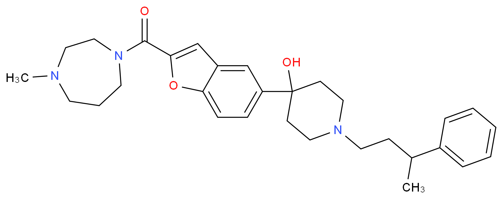4-{2-[(4-methyl-1,4-diazepan-1-yl)carbonyl]-1-benzofuran-5-yl}-1-(3-phenylbutyl)-4-piperidinol_Molecular_structure_CAS_)