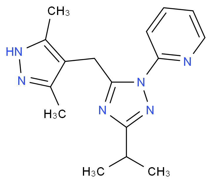 2-{5-[(3,5-dimethyl-1H-pyrazol-4-yl)methyl]-3-isopropyl-1H-1,2,4-triazol-1-yl}pyridine_Molecular_structure_CAS_)