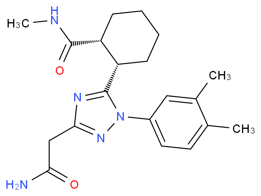 (1R*,2S*)-2-[3-(2-amino-2-oxoethyl)-1-(3,4-dimethylphenyl)-1H-1,2,4-triazol-5-yl]-N-methylcyclohexanecarboxamide_Molecular_structure_CAS_)