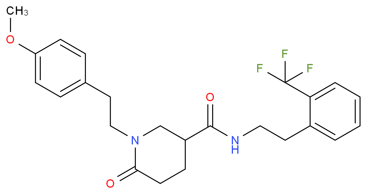1-[2-(4-methoxyphenyl)ethyl]-6-oxo-N-{2-[2-(trifluoromethyl)phenyl]ethyl}-3-piperidinecarboxamide_Molecular_structure_CAS_)