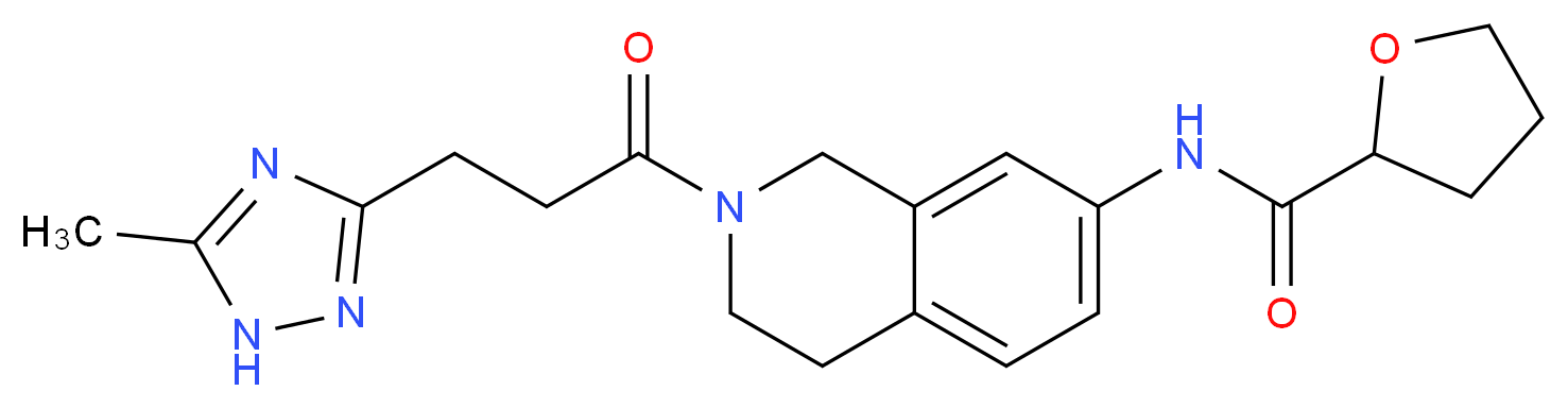 N-{2-[3-(5-methyl-1H-1,2,4-triazol-3-yl)propanoyl]-1,2,3,4-tetrahydroisoquinolin-7-yl}tetrahydrofuran-2-carboxamide_Molecular_structure_CAS_)