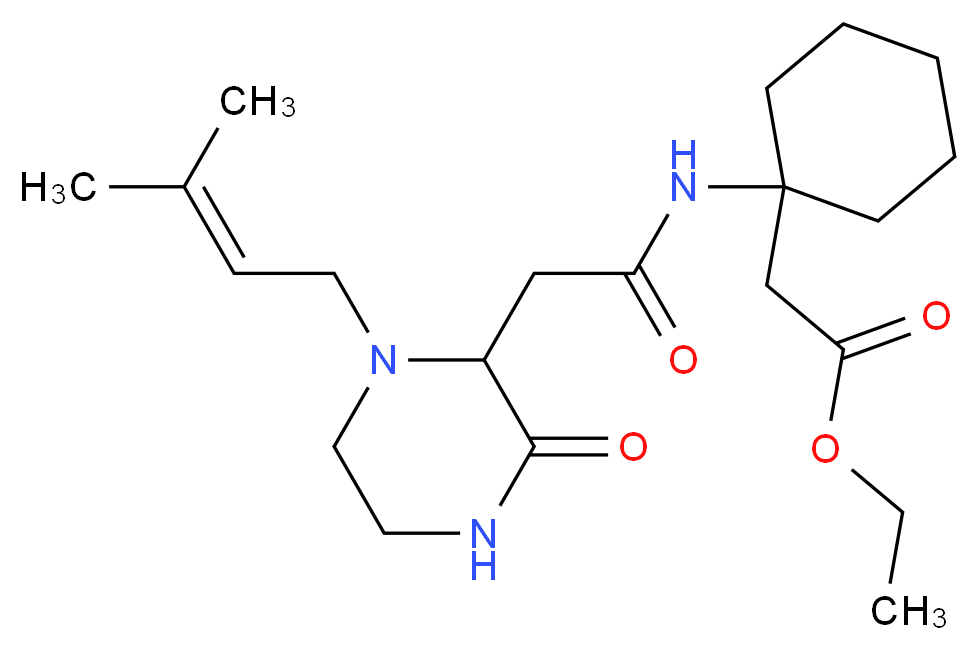 ethyl [1-({[1-(3-methyl-2-buten-1-yl)-3-oxo-2-piperazinyl]acetyl}amino)cyclohexyl]acetate_Molecular_structure_CAS_)