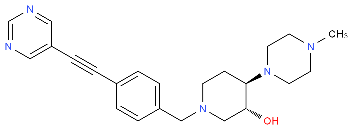 (3R*,4R*)-4-(4-methyl-1-piperazinyl)-1-[4-(5-pyrimidinylethynyl)benzyl]-3-piperidinol_Molecular_structure_CAS_)