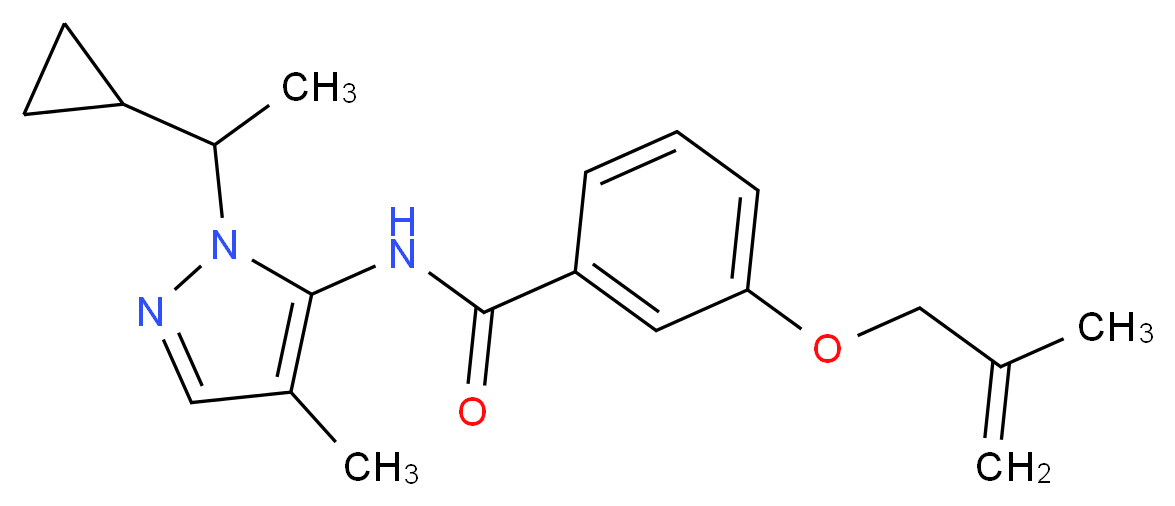 N-[1-(1-cyclopropylethyl)-4-methyl-1H-pyrazol-5-yl]-3-[(2-methylprop-2-en-1-yl)oxy]benzamide_Molecular_structure_CAS_)