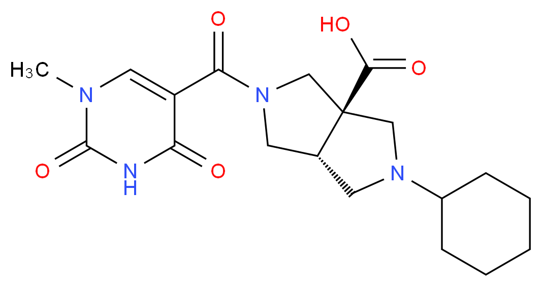 (3aR*,6aR*)-2-cyclohexyl-5-[(1-methyl-2,4-dioxo-1,2,3,4-tetrahydropyrimidin-5-yl)carbonyl]hexahydropyrrolo[3,4-c]pyrrole-3a(1H)-carboxylic acid_Molecular_structure_CAS_)