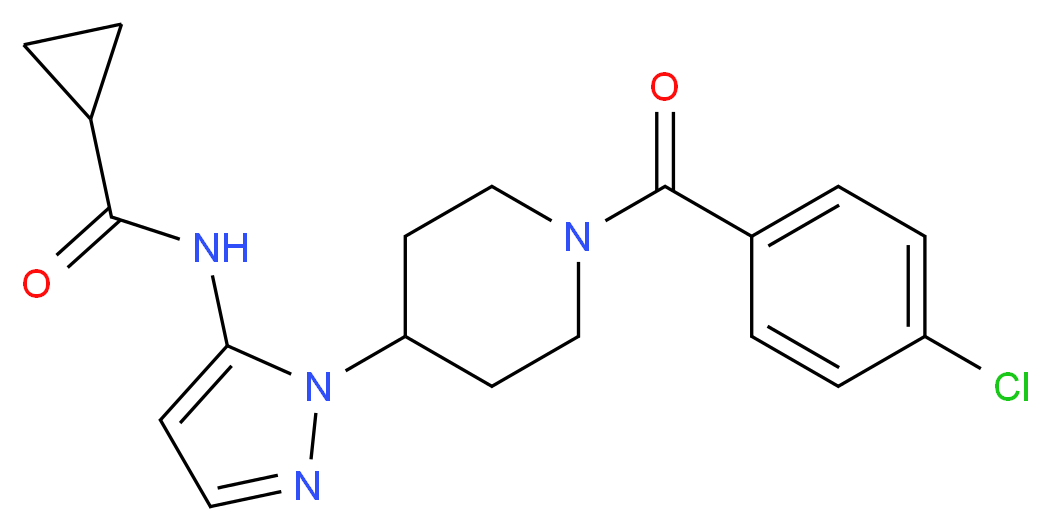 N-{1-[1-(4-chlorobenzoyl)-4-piperidinyl]-1H-pyrazol-5-yl}cyclopropanecarboxamide_Molecular_structure_CAS_)