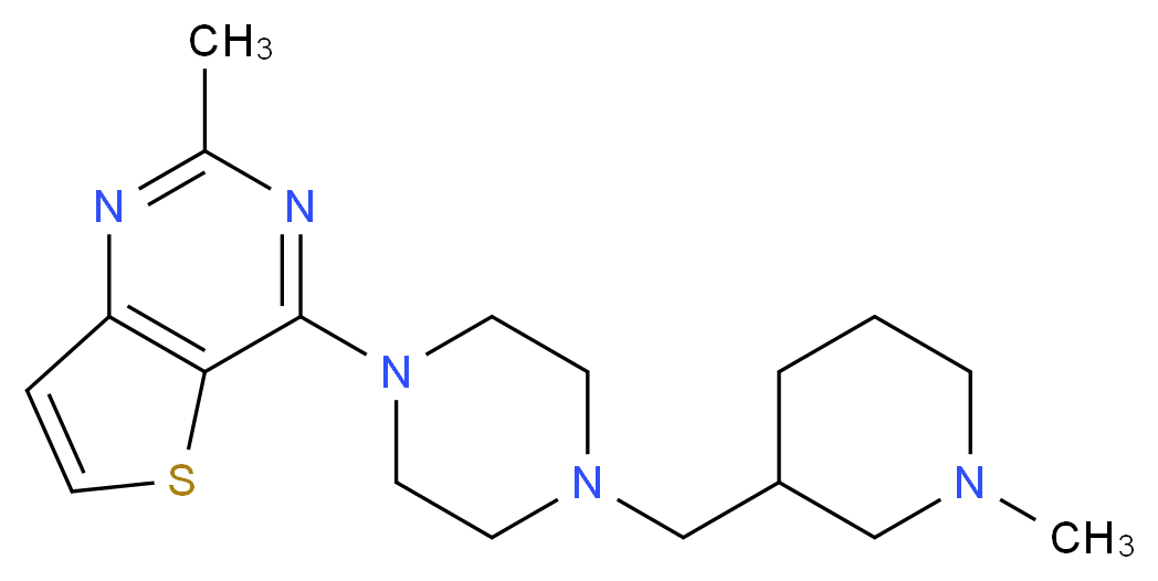 2-methyl-4-{4-[(1-methylpiperidin-3-yl)methyl]piperazin-1-yl}thieno[3,2-d]pyrimidine_Molecular_structure_CAS_)