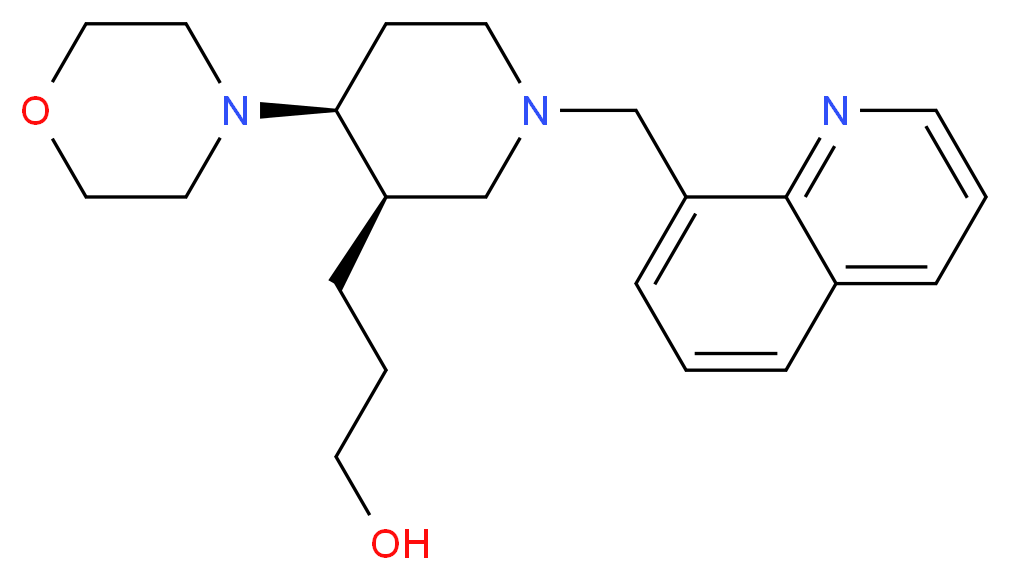 3-[(3R*,4S*)-4-morpholin-4-yl-1-(quinolin-8-ylmethyl)piperidin-3-yl]propan-1-ol_Molecular_structure_CAS_)