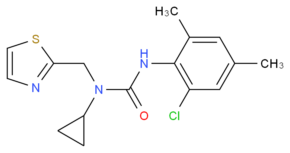 N'-(2-chloro-4,6-dimethylphenyl)-N-cyclopropyl-N-(1,3-thiazol-2-ylmethyl)urea_Molecular_structure_CAS_)