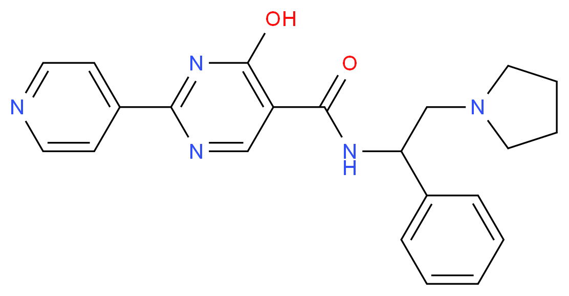 4-hydroxy-N-(1-phenyl-2-pyrrolidin-1-ylethyl)-2-pyridin-4-ylpyrimidine-5-carboxamide_Molecular_structure_CAS_)