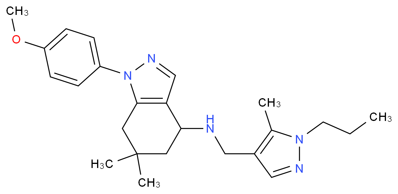 1-(4-methoxyphenyl)-6,6-dimethyl-N-[(5-methyl-1-propyl-1H-pyrazol-4-yl)methyl]-4,5,6,7-tetrahydro-1H-indazol-4-amine_Molecular_structure_CAS_)