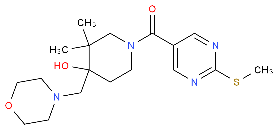 3,3-dimethyl-1-{[2-(methylthio)pyrimidin-5-yl]carbonyl}-4-(morpholin-4-ylmethyl)piperidin-4-ol_Molecular_structure_CAS_)