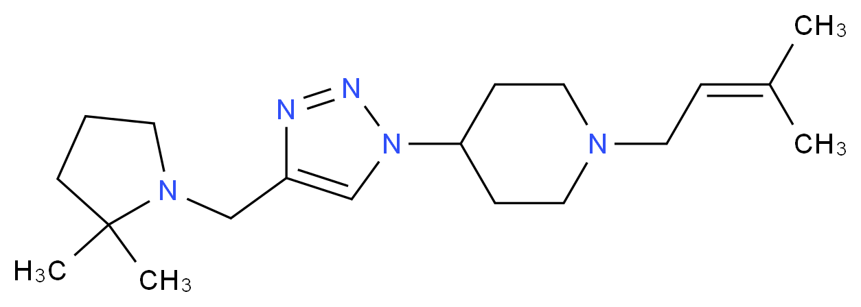 4-{4-[(2,2-dimethylpyrrolidin-1-yl)methyl]-1H-1,2,3-triazol-1-yl}-1-(3-methylbut-2-en-1-yl)piperidine_Molecular_structure_CAS_)