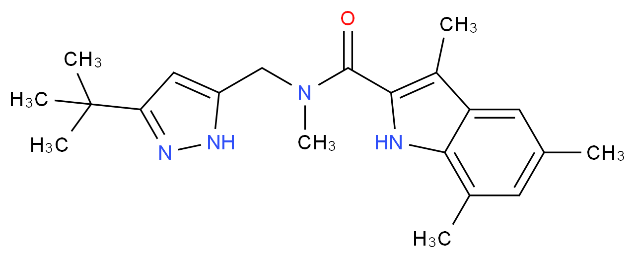 N-[(3-tert-butyl-1H-pyrazol-5-yl)methyl]-N,3,5,7-tetramethyl-1H-indole-2-carboxamide_Molecular_structure_CAS_)