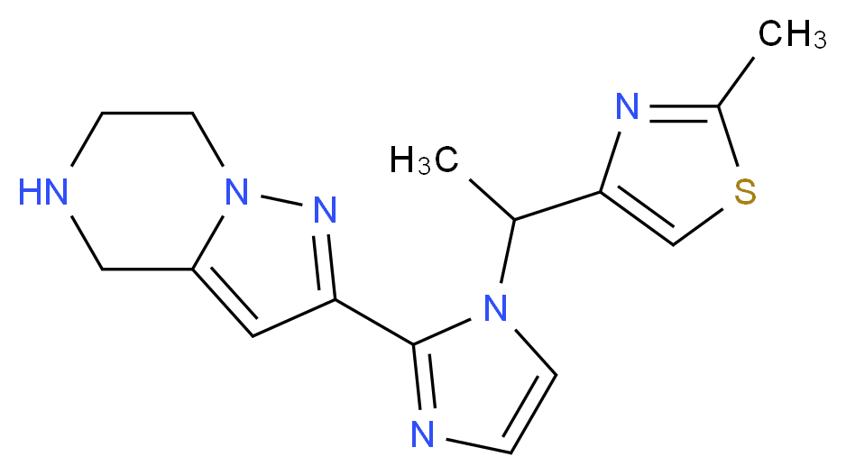 2-{1-[1-(2-methyl-1,3-thiazol-4-yl)ethyl]-1H-imidazol-2-yl}-4,5,6,7-tetrahydropyrazolo[1,5-a]pyrazine_Molecular_structure_CAS_)