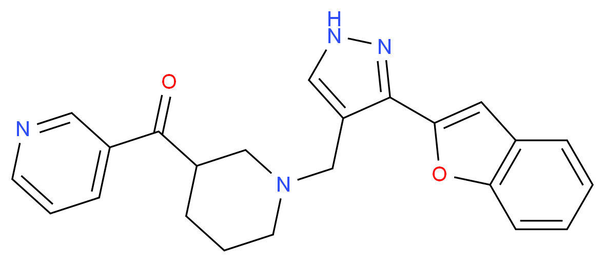 (1-{[3-(1-benzofuran-2-yl)-1H-pyrazol-4-yl]methyl}-3-piperidinyl)(3-pyridinyl)methanone_Molecular_structure_CAS_)