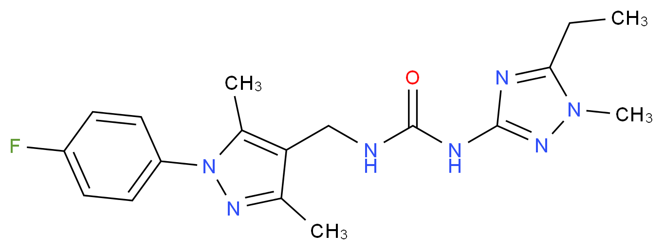 N-(5-ethyl-1-methyl-1H-1,2,4-triazol-3-yl)-N'-{[1-(4-fluorophenyl)-3,5-dimethyl-1H-pyrazol-4-yl]methyl}urea_Molecular_structure_CAS_)