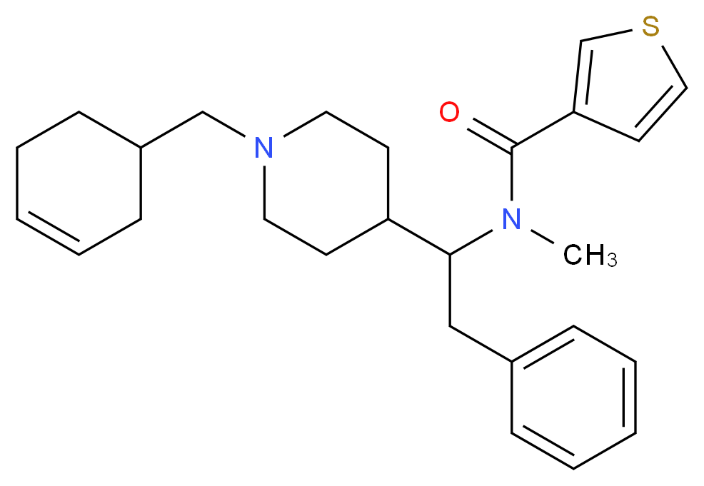 N-{1-[1-(3-cyclohexen-1-ylmethyl)-4-piperidinyl]-2-phenylethyl}-N-methyl-3-thiophenecarboxamide_Molecular_structure_CAS_)