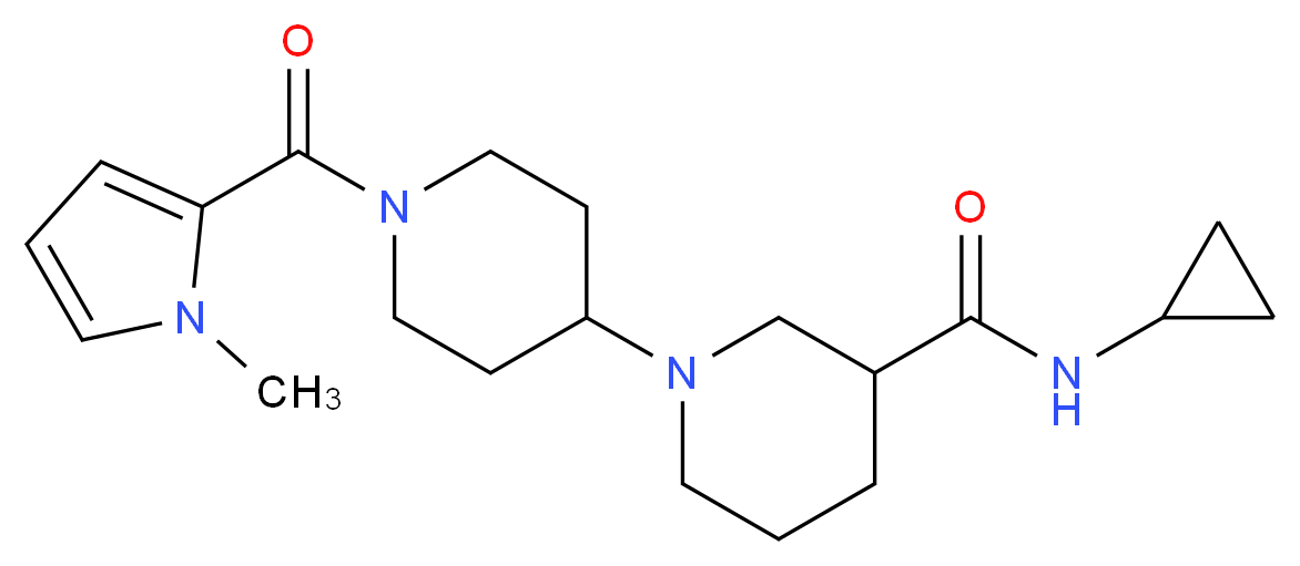 N-cyclopropyl-1'-[(1-methyl-1H-pyrrol-2-yl)carbonyl]-1,4'-bipiperidine-3-carboxamide_Molecular_structure_CAS_)