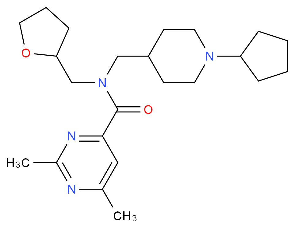 N-[(1-cyclopentyl-4-piperidinyl)methyl]-2,6-dimethyl-N-(tetrahydro-2-furanylmethyl)-4-pyrimidinecarboxamide_Molecular_structure_CAS_)
