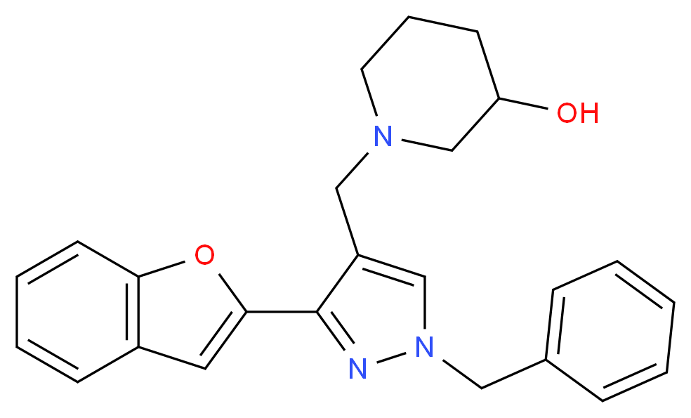 1-{[3-(1-benzofuran-2-yl)-1-benzyl-1H-pyrazol-4-yl]methyl}-3-piperidinol_Molecular_structure_CAS_)
