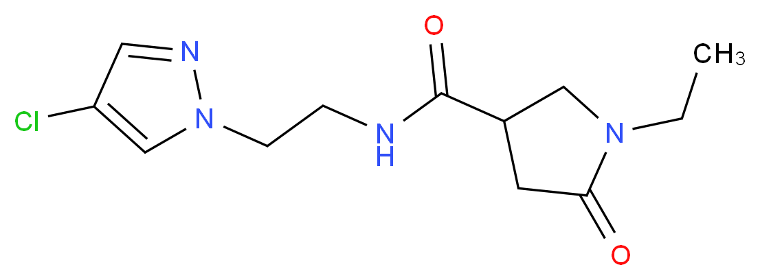 N-[2-(4-chloro-1H-pyrazol-1-yl)ethyl]-1-ethyl-5-oxo-3-pyrrolidinecarboxamide_Molecular_structure_CAS_)