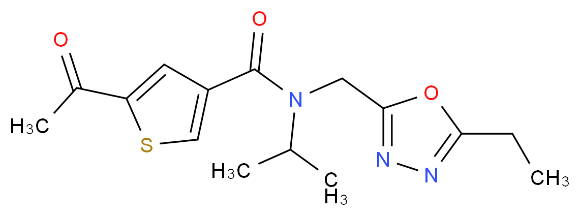 5-acetyl-N-[(5-ethyl-1,3,4-oxadiazol-2-yl)methyl]-N-isopropylthiophene-3-carboxamide_Molecular_structure_CAS_)