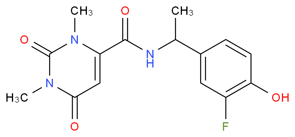 N-[1-(3-fluoro-4-hydroxyphenyl)ethyl]-1,3-dimethyl-2,6-dioxo-1,2,3,6-tetrahydropyrimidine-4-carboxamide_Molecular_structure_CAS_)
